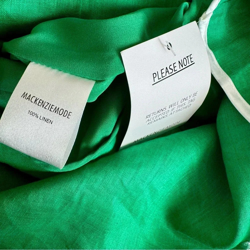 NWT MACKENZIEMODE Puff Sleeve Tiered Maxi Dress in Emerald Size 8 - Picture 8 of 16